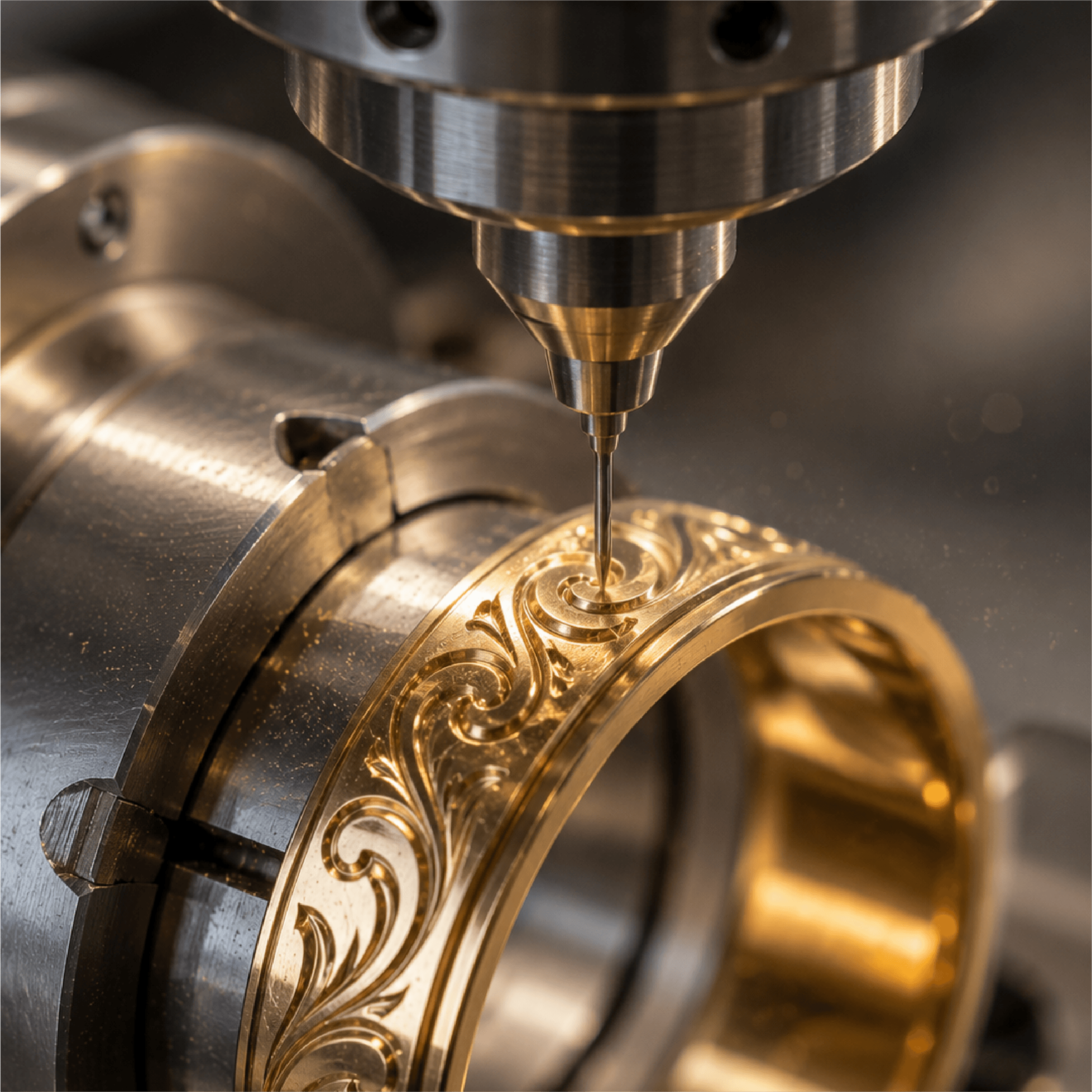 ماكينة CNC تعمل على قطعة معدنية بدقة